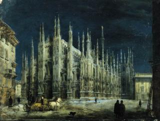 Angelo Inganni - Notturno di Piazza del Duomo a Milano