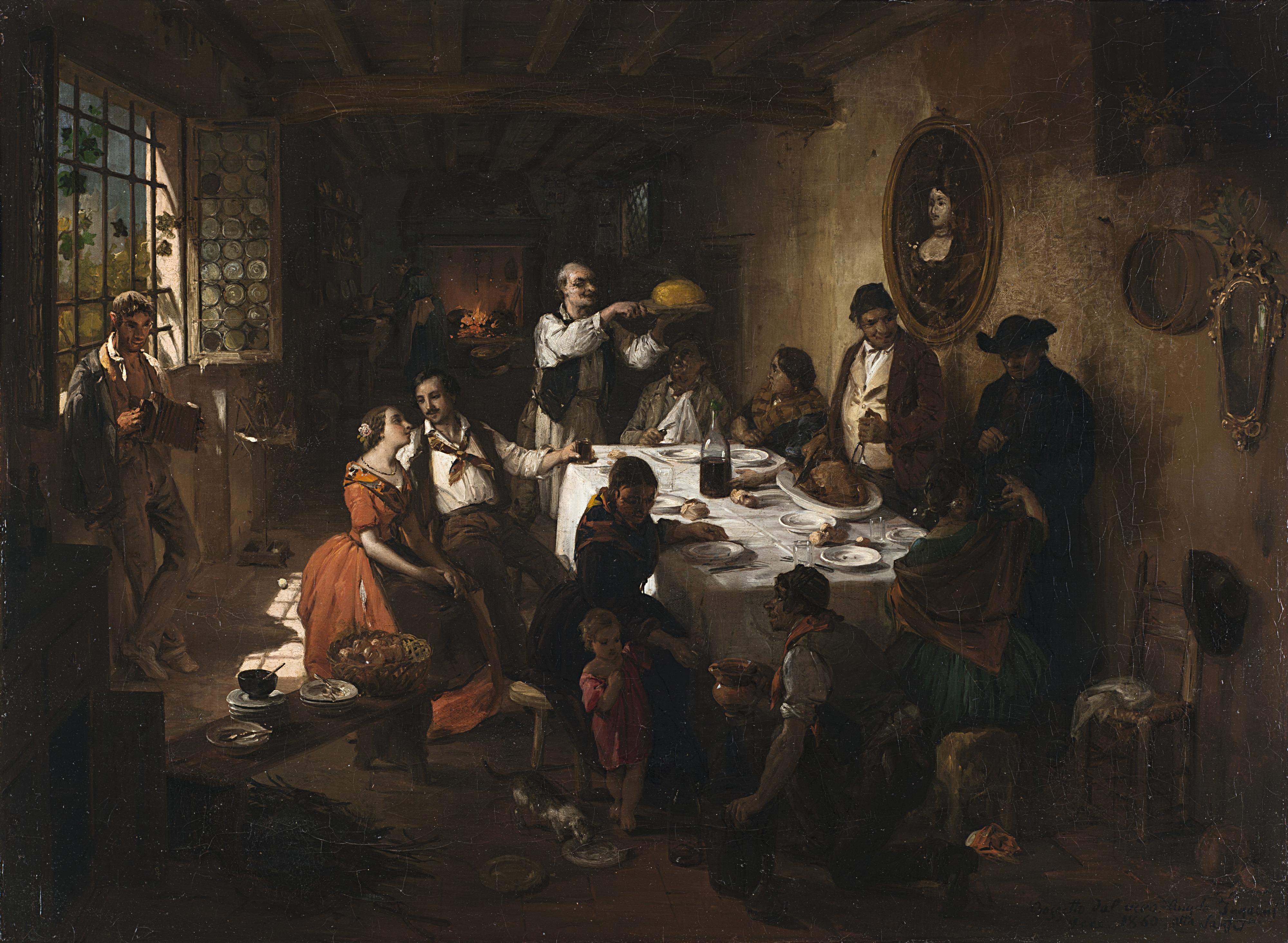 Angelo Inganni - Tutti a tavola! (Un banchetto in campagna)