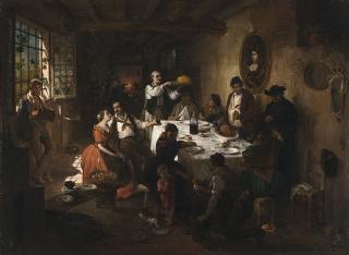 Angelo Inganni - Tutti a tavola! (Un banchetto in campagna)