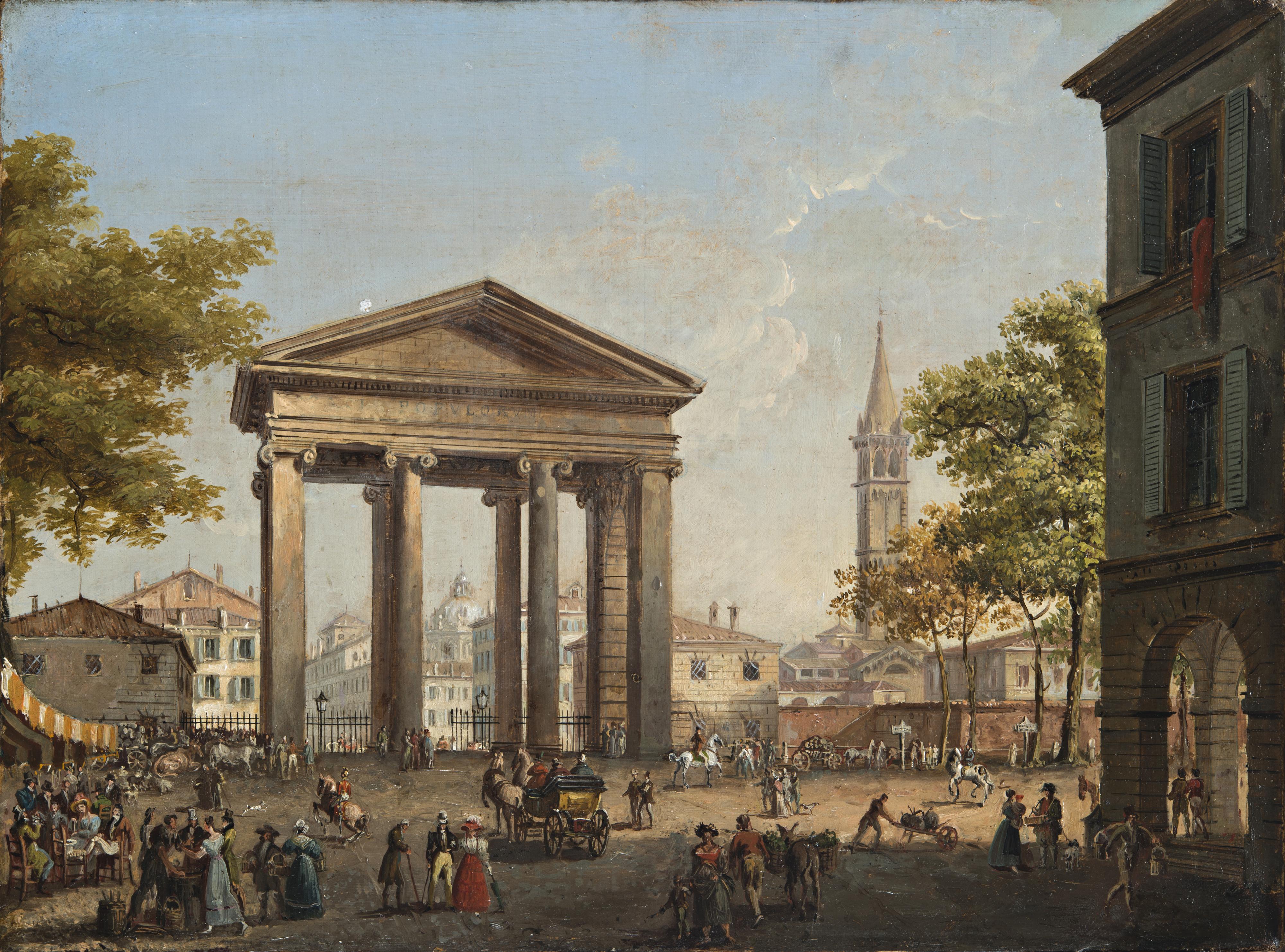 Angelo Inganni - Veduta di Porta Ticinese a Milano