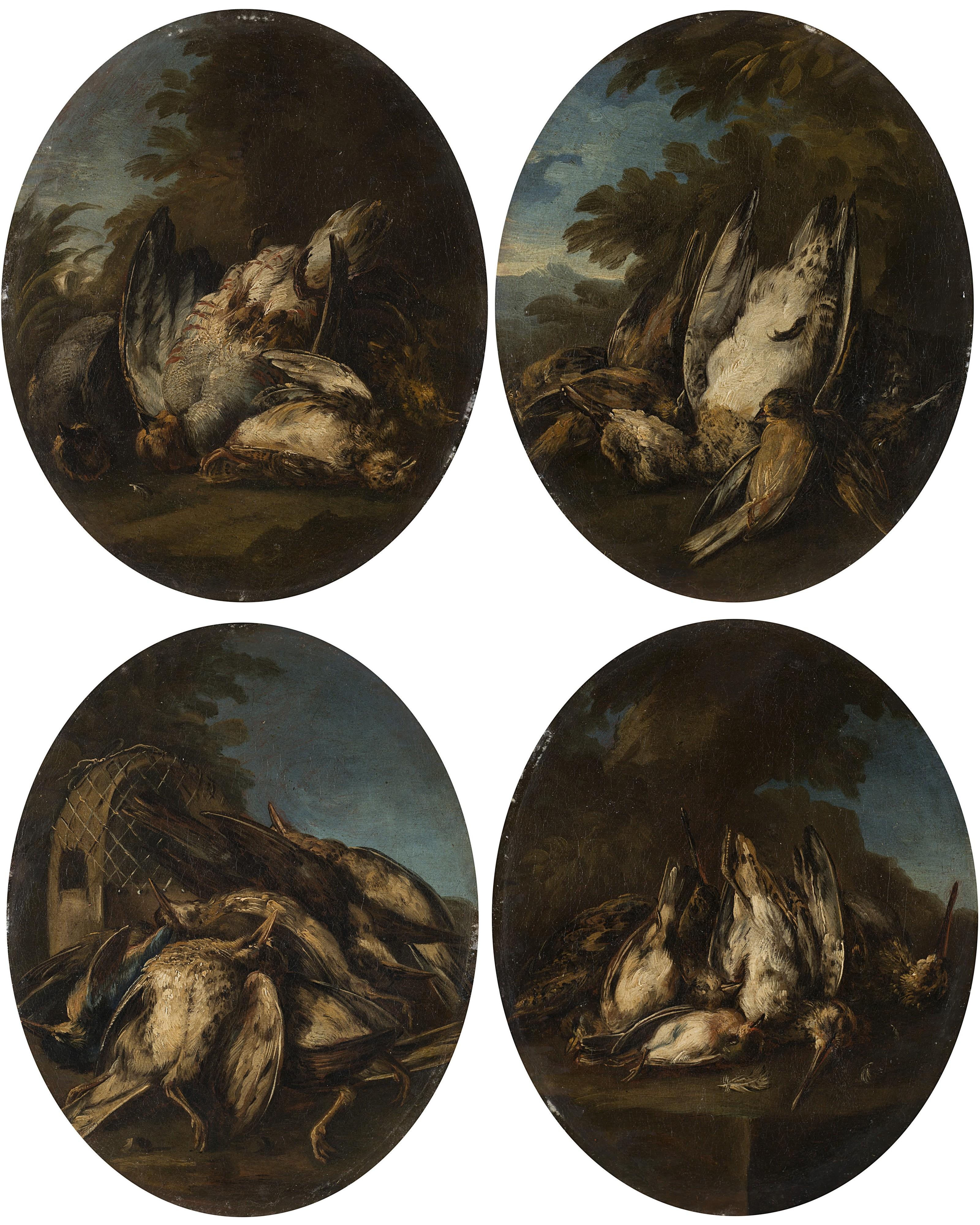 Angelo Maria Crivelli - Angelo Maria Crivelli, group of four oval paintings with games, oil on canvas. Framed (defects)