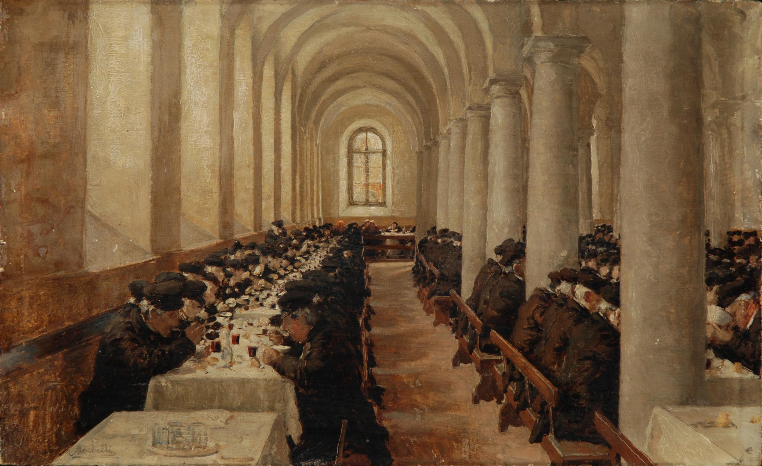 Angelo Morbelli - Refettorio del Pio Albergo Trivulzio prima del 1910, oggi Palazzo delle Stelline