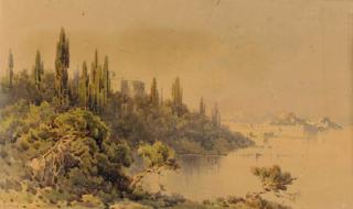 Angelos Giallina - A Coastal Harbour, Corfu