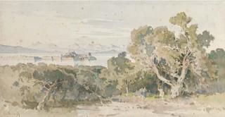 Angelos Giallina - A lakeside landscape, Greece