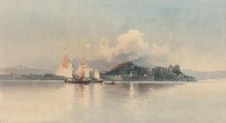 Angelos Giallina - Trading Vessels Before The Old Fort, Corfu Town