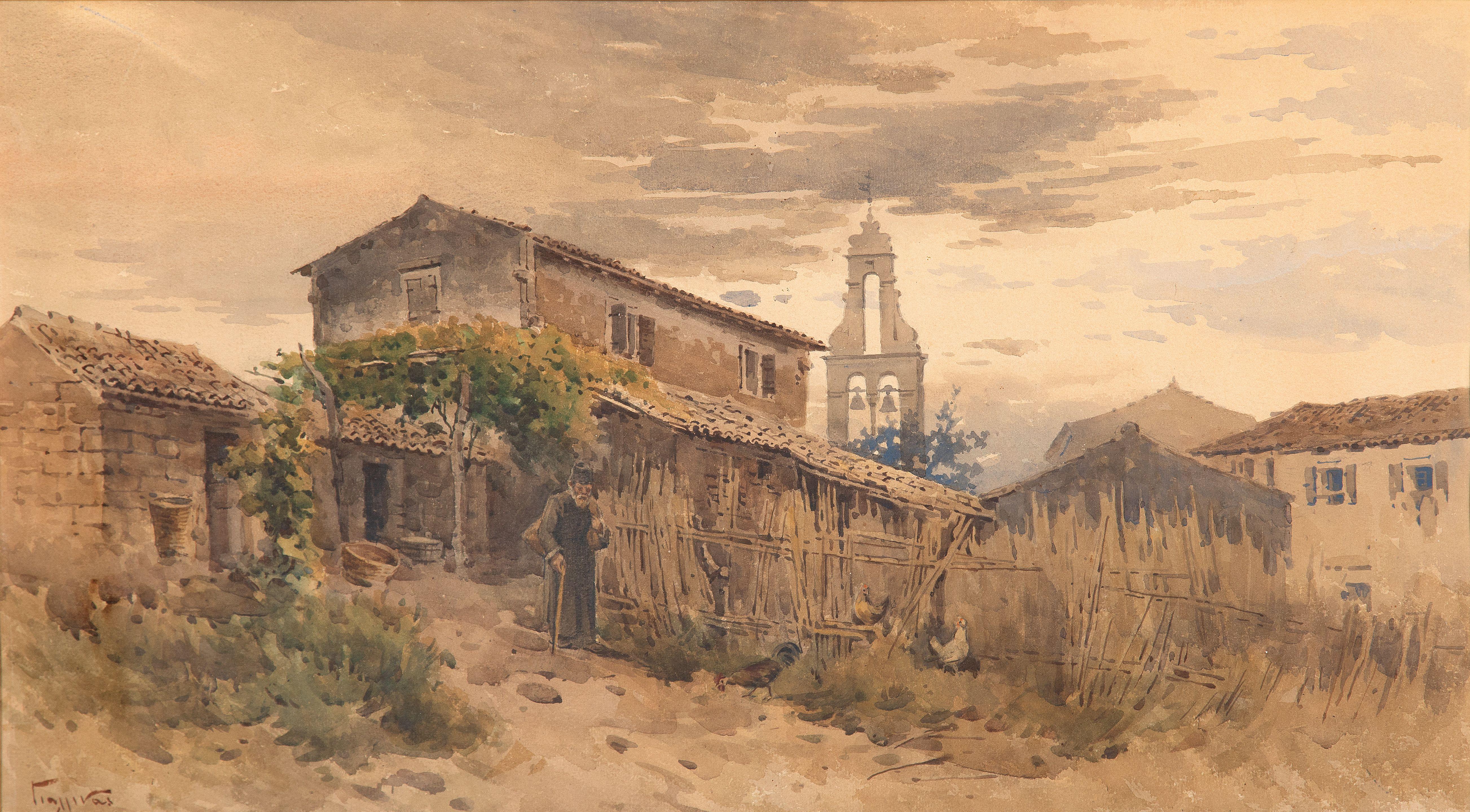 Angelos Giallina - Vue de village, Corfu