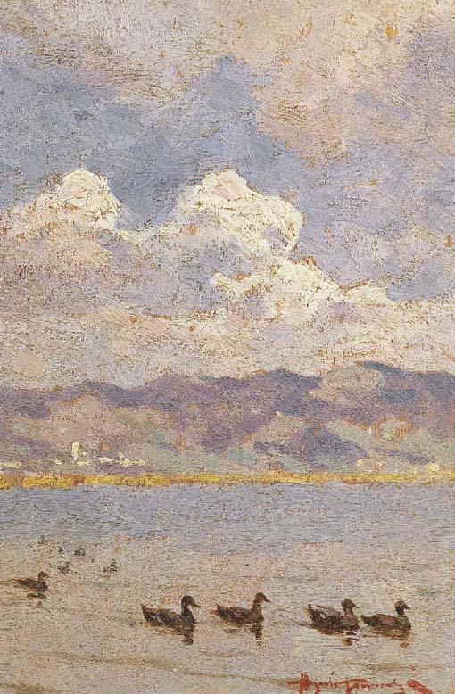 Angiolo Tommasi - Anatre nel Lago di Massaciuccoli