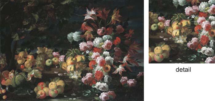 Aniello Ascione - Fruits Et Fleurs Sur Un Entablement