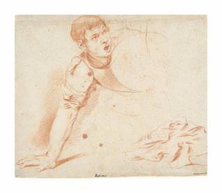 Aniello Falcone - Study of a falling warrior and subsidiary studies of a cloth