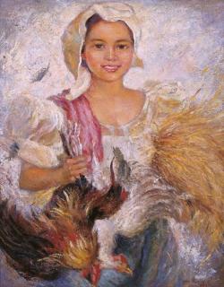 Anita Magsaysay-Ho - Girl with roosters
