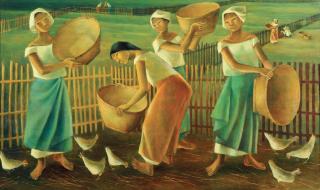 Anita Magsaysay-Ho - Women Feeding Chickens