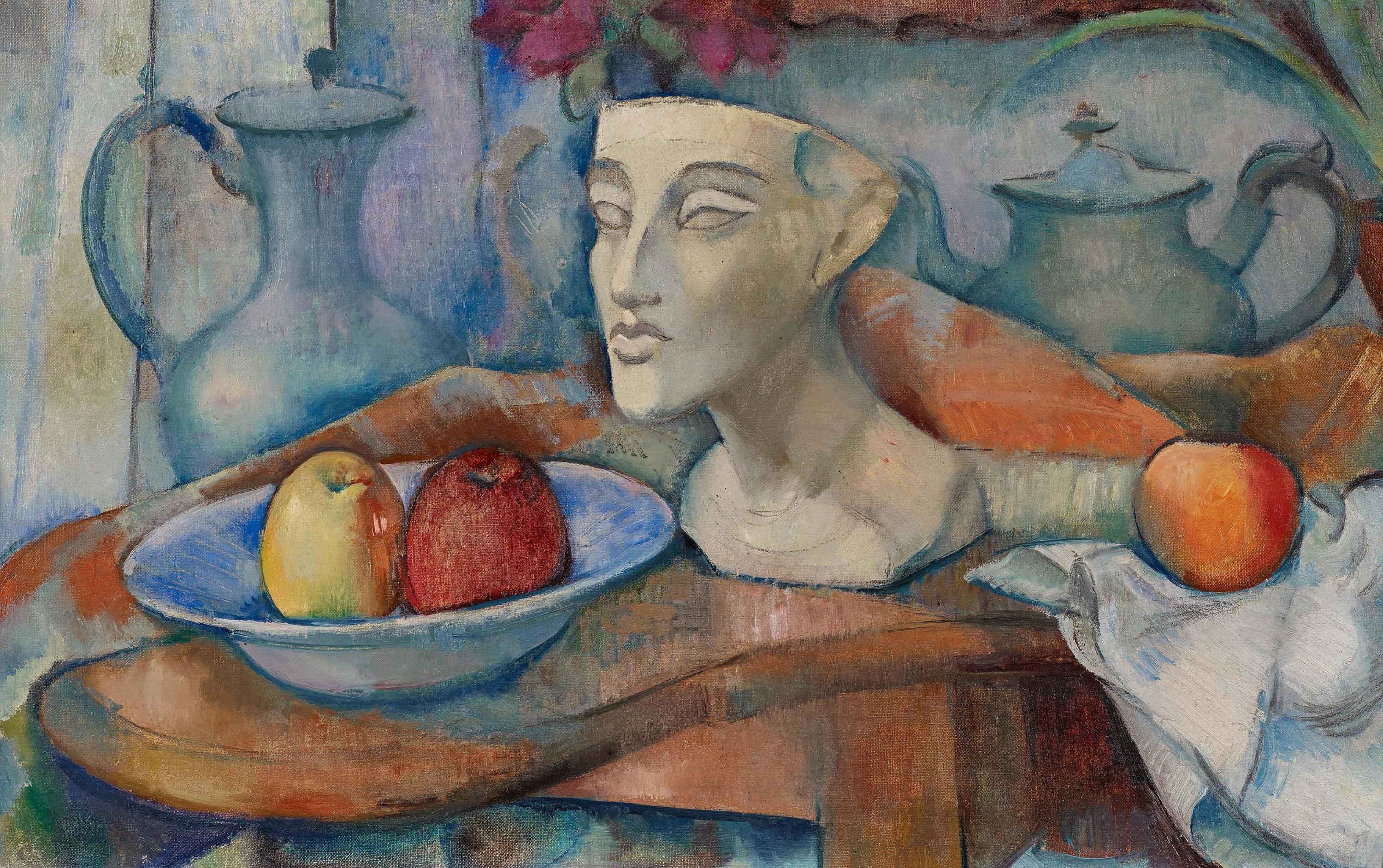 Anita Rée - Ohne Titel (Stillleben mit Amenophisbüste und Äpfeln).