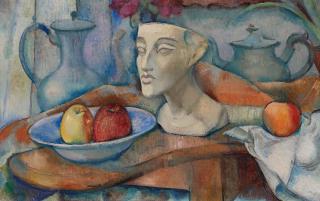 Anita Rée - Ohne Titel (Stillleben mit Amenophisbüste und Äpfeln).