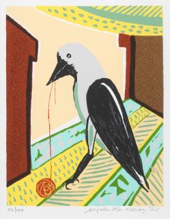 Anjolie Ela Menon - Crow image size (in) 12 x 9.5