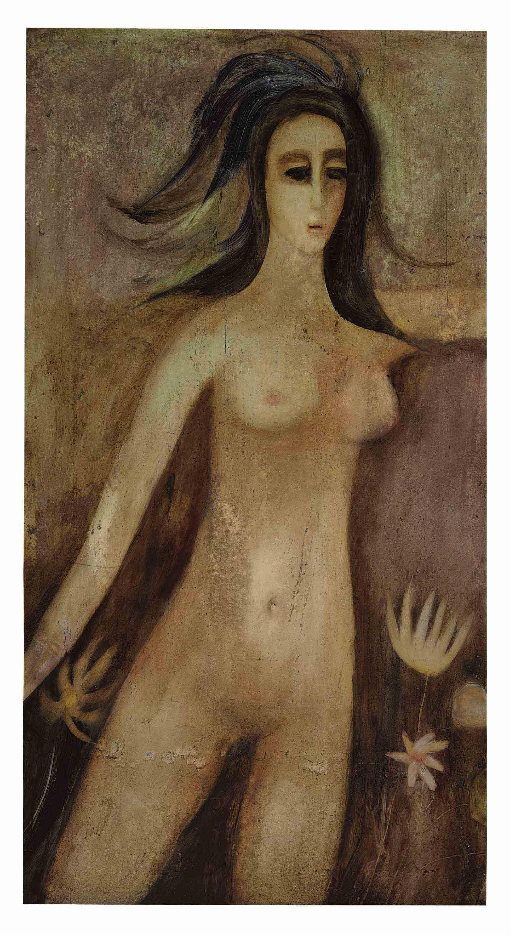 Anjolie Ela Menon - Untitled (Female Nude)