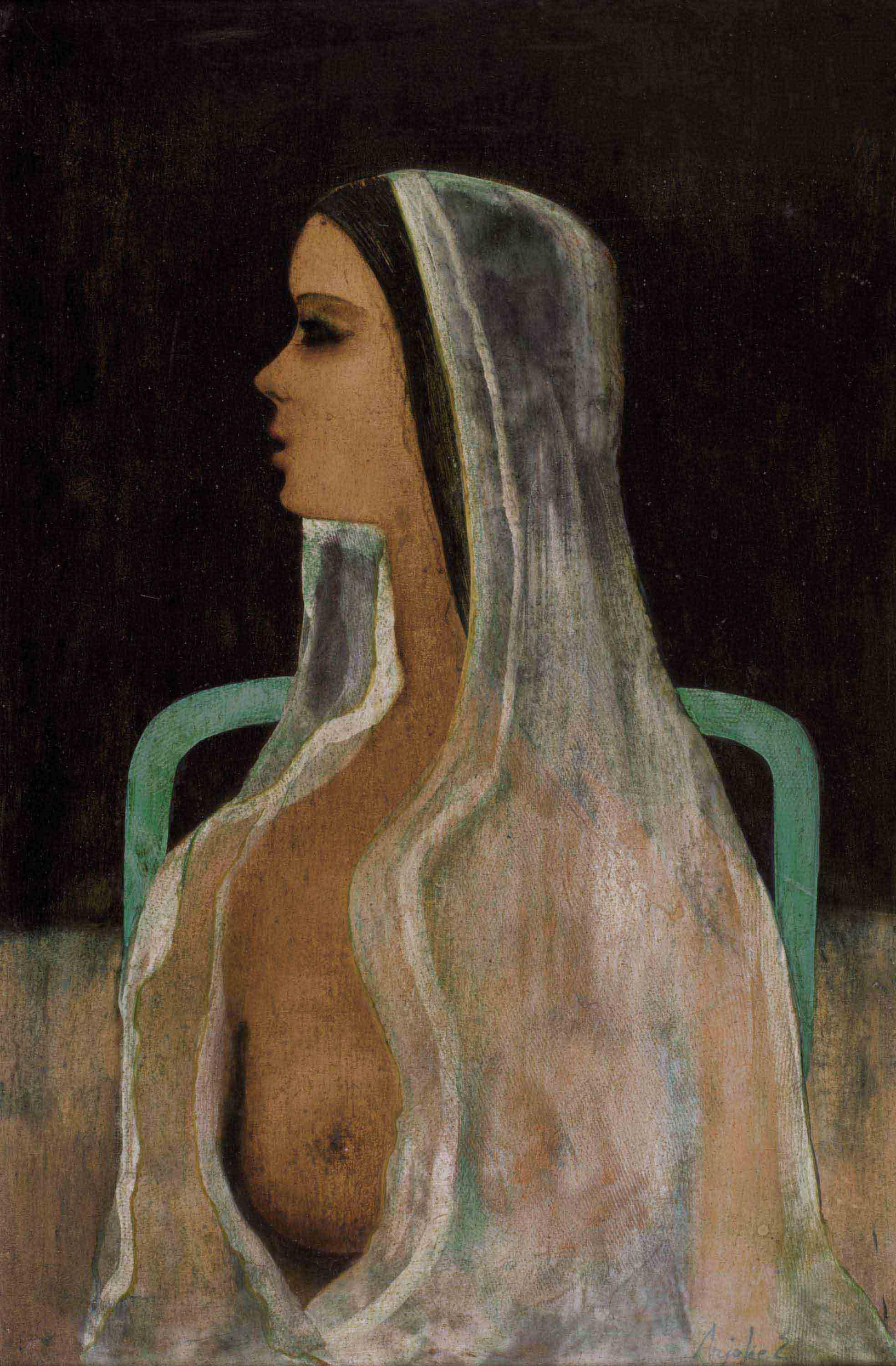 Anjolie Ela Menon - Untitled (Seated Lady)