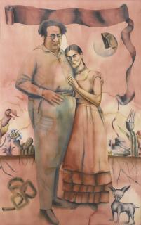 Anju Dodiya - Frida And Diego In Rose