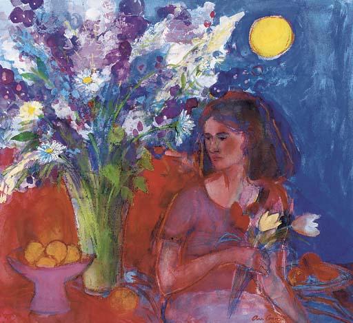 Ann Oram, R.S.W. - Self portrait with flowers