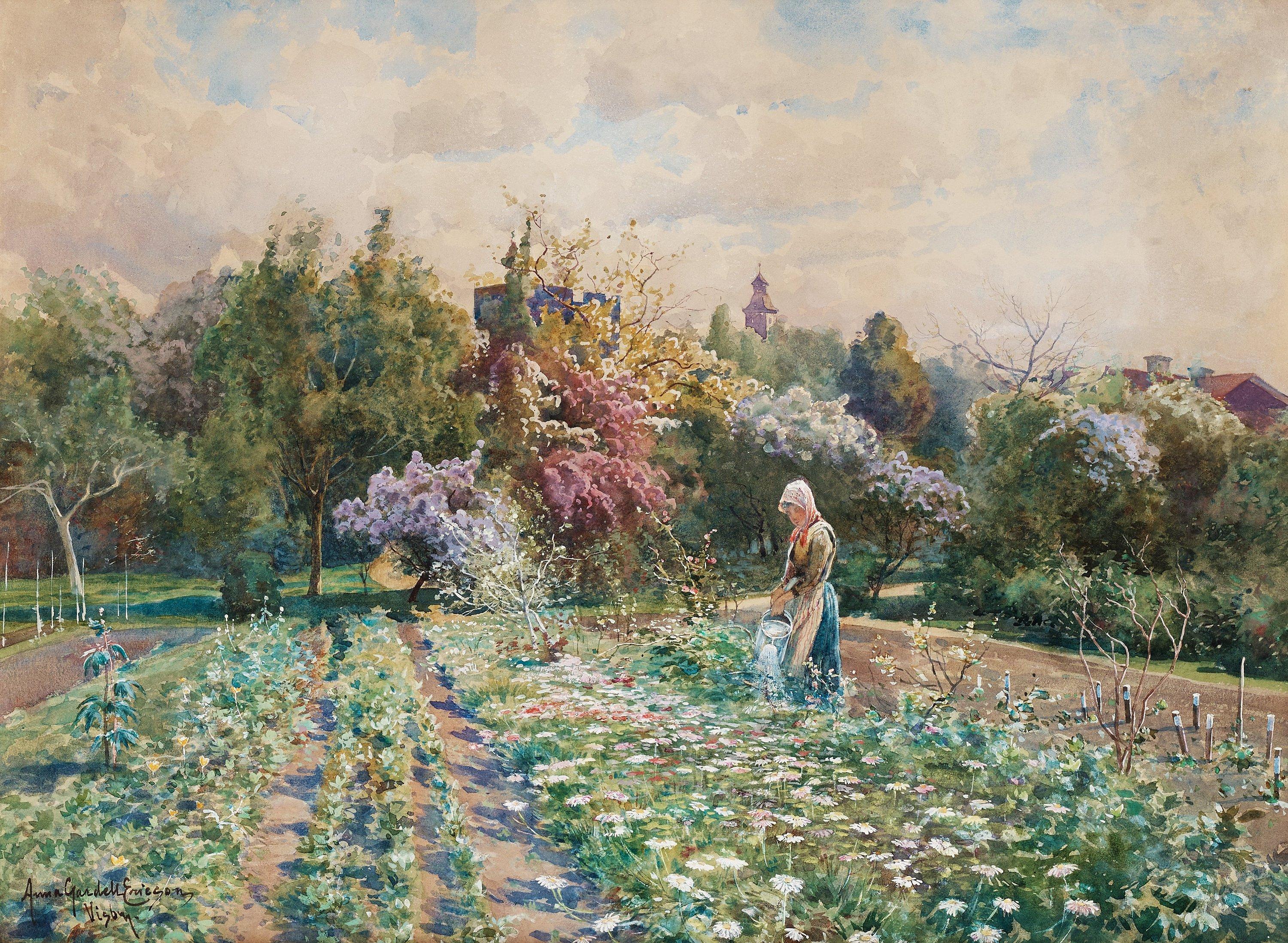 Anna Gardell-Ericson - In the garden, scene from Visby