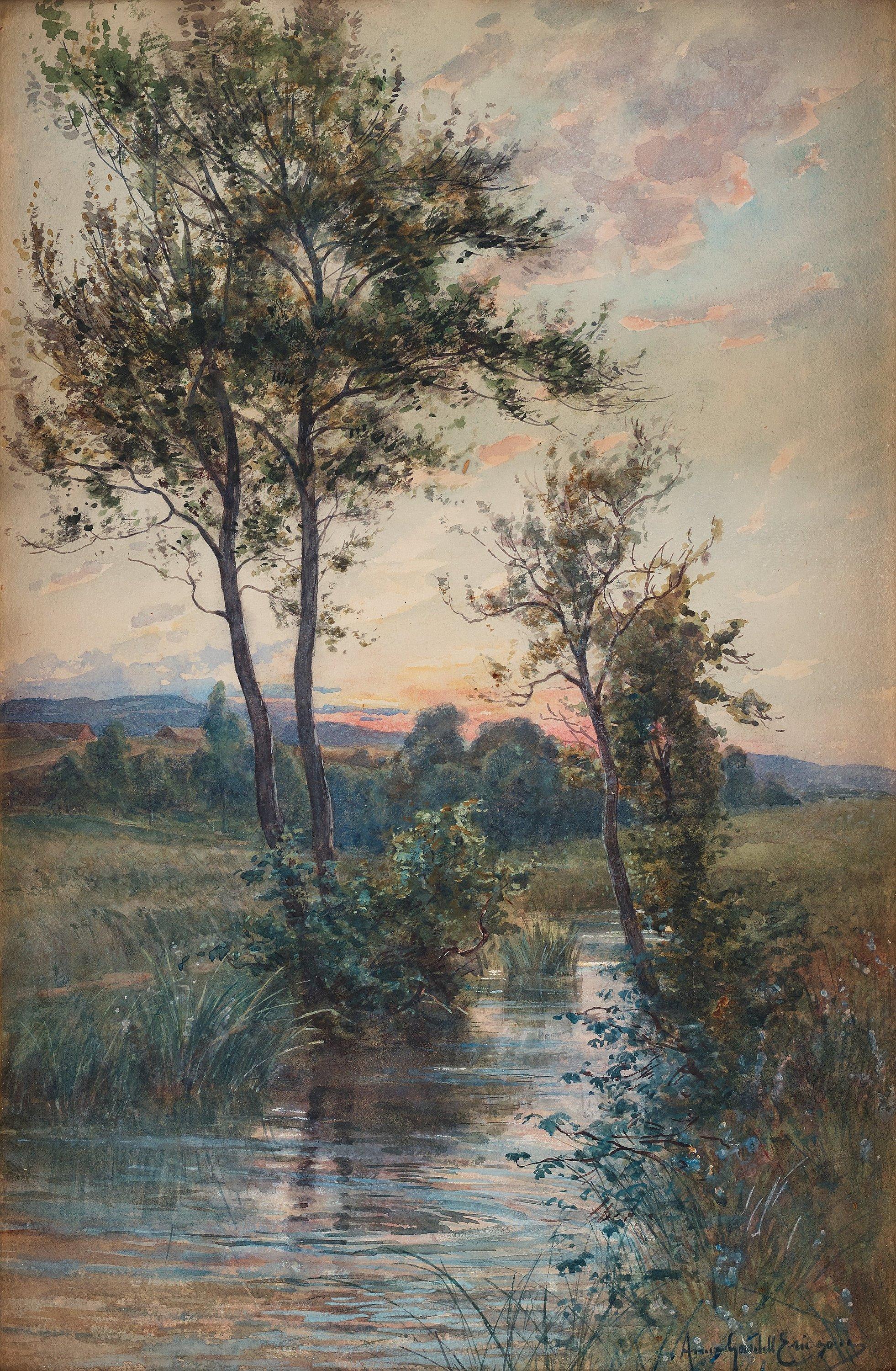 Anna Gardell-Ericson - \'Sommarlandskap i solnedgång\' (Summer landscape)