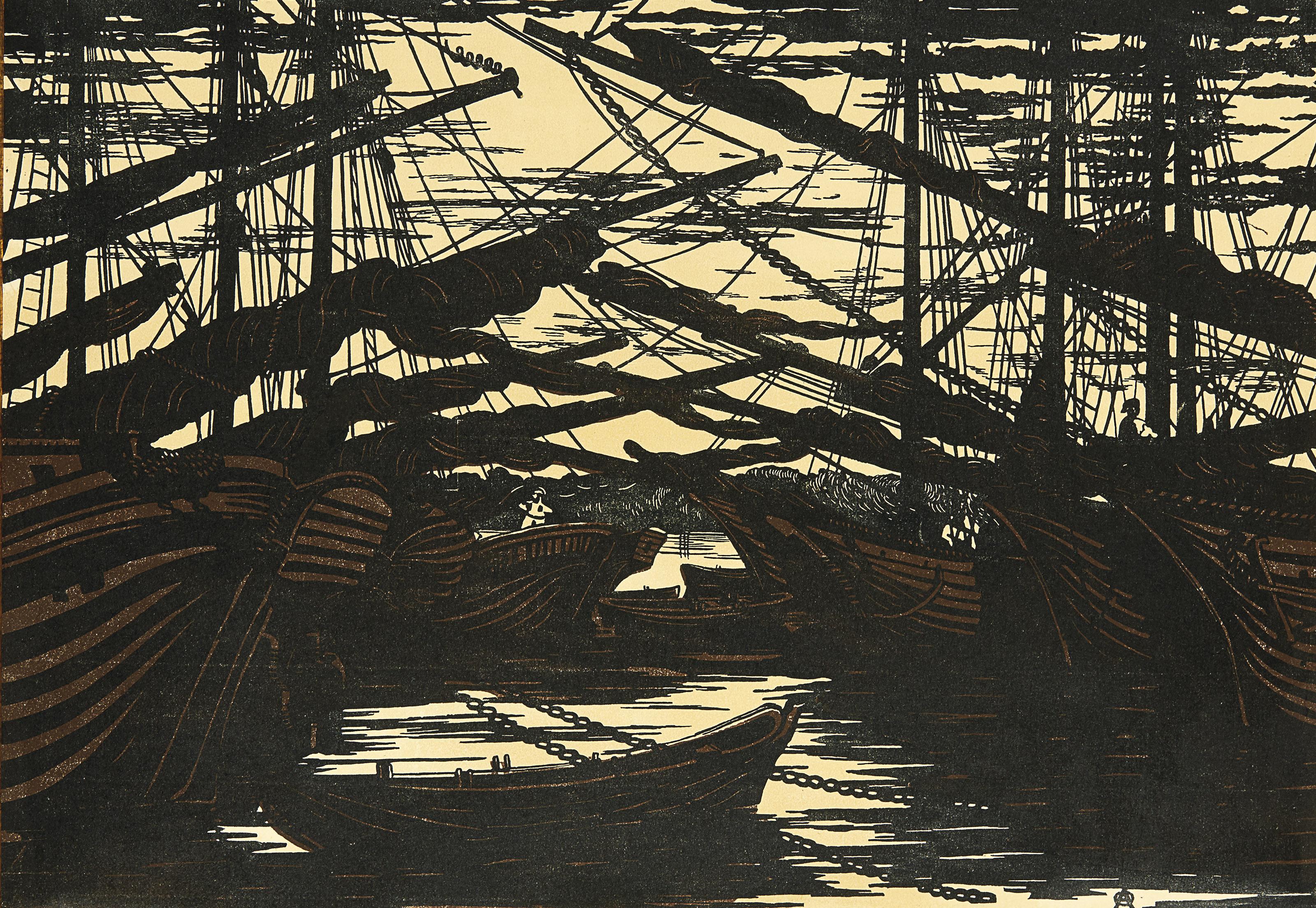 Anna Ostroumova-Lebedeva - Five views of St Petersburg: Park of Tsarskoe-Selo; Rostral column; The Admiralty under the snow; Leningrad, Smolny Institute; and Petrograd, Fishing tackle