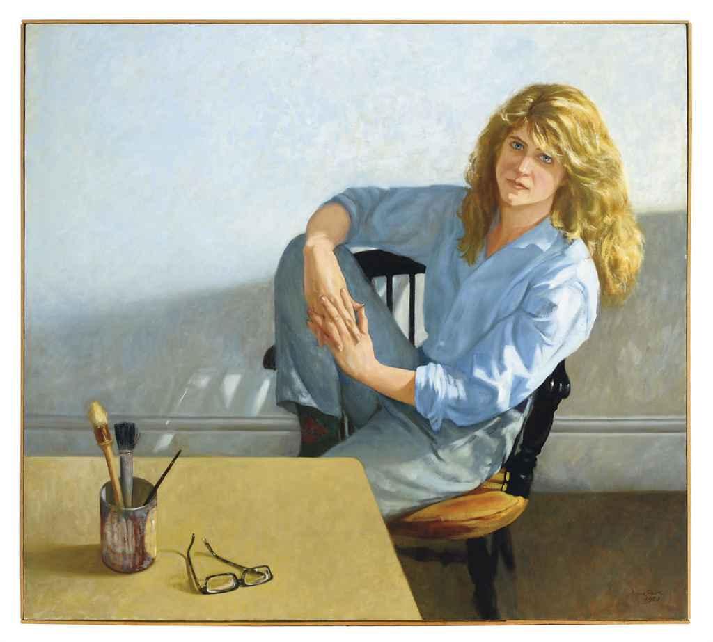 Anna Paik - Untitled (Blonde woman seated by a table)