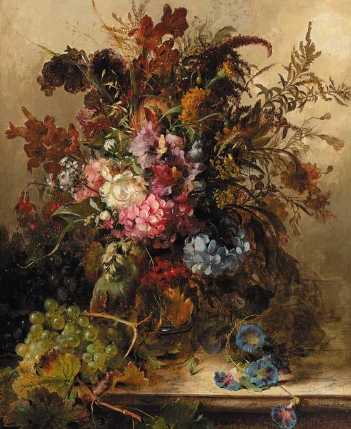 Anna Peters - A field bouqet with hydrangea, fuchsia and other flowers