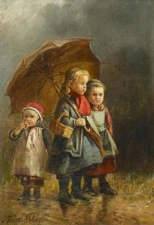 Anna Peters - Drei Mädchen mit Regenschirm