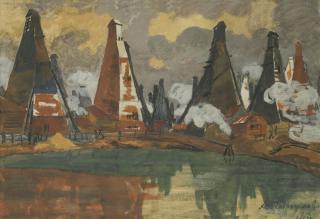 Anna Petrovna Ostroumova-Lebedeva - Oil Rigs Near Baku