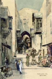 Anna Rychter-May - Street scene in Jerusalem