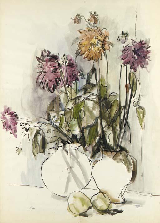 Anna Ticho - Still Life with Flowers (recto and verso)