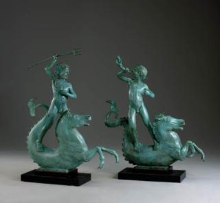 Anna Vaughn Hyatt Huntington - Tritons Riding Hippocamps: A Pair of Fountain Figures