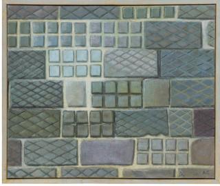 Anne E. Christopherson - Greenwich footpath, blue and grey; Gray footpath, Greewich; and Footpath tiles, Greenwich