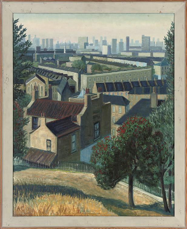 Anne E. Christopherson - Roofs and holly trees, The Point, Greenwich; Woodbridge town hall; and Rooftops, Hyde Vale