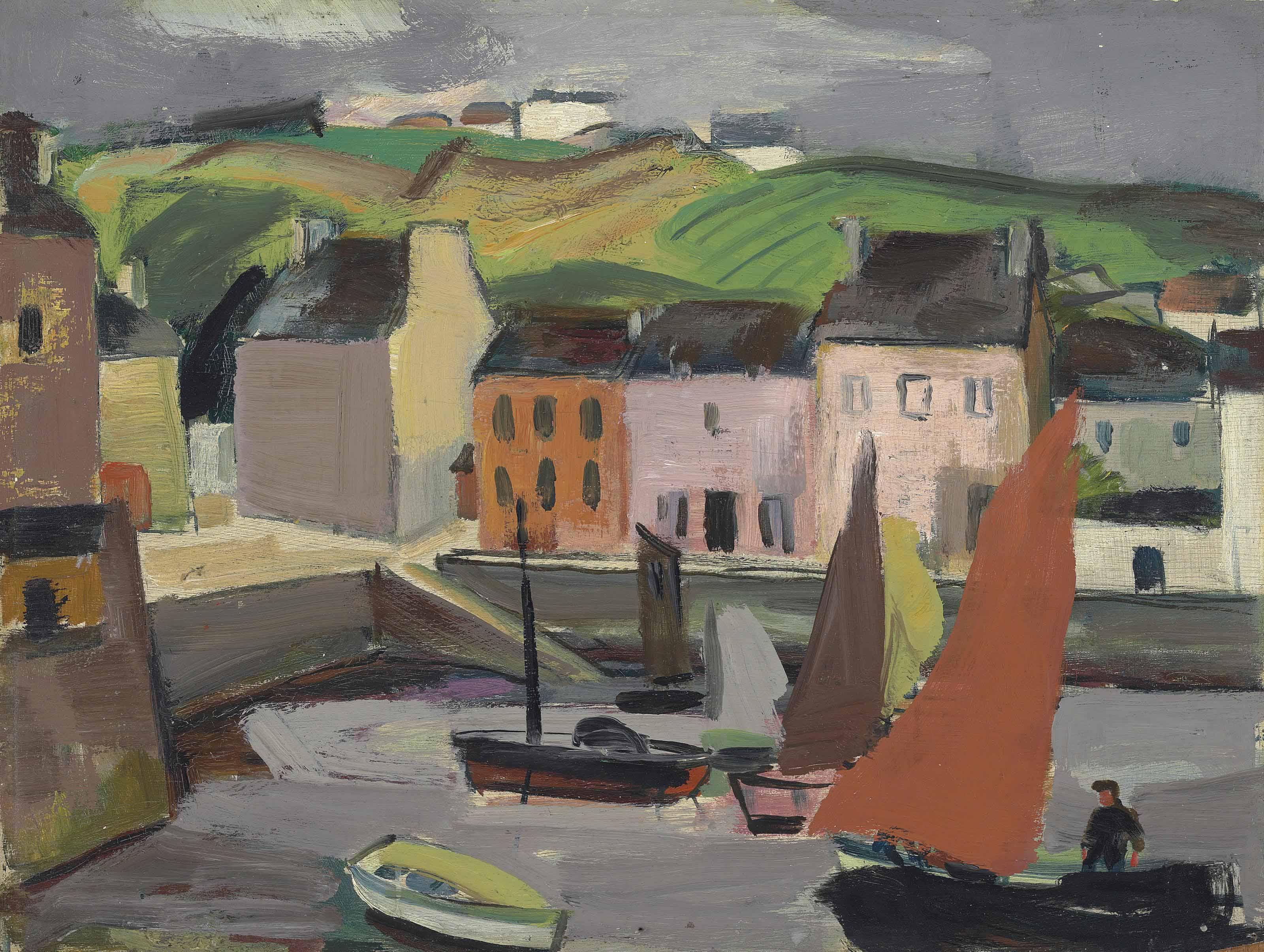 Anne Estelle Rice - Boats in the harbour, Brittany