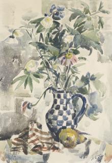 Anne Estelle Rice - Still Life Of Blue And White Chequered Vase