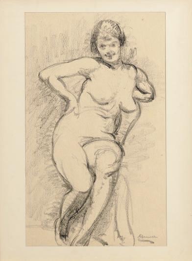 Anne Millay Bremer - Nude gesture drawing; and thirteen companion drawings
