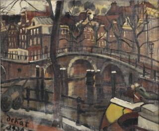 Anne Pierre De Kat - A View Of A Amsterdam Canal