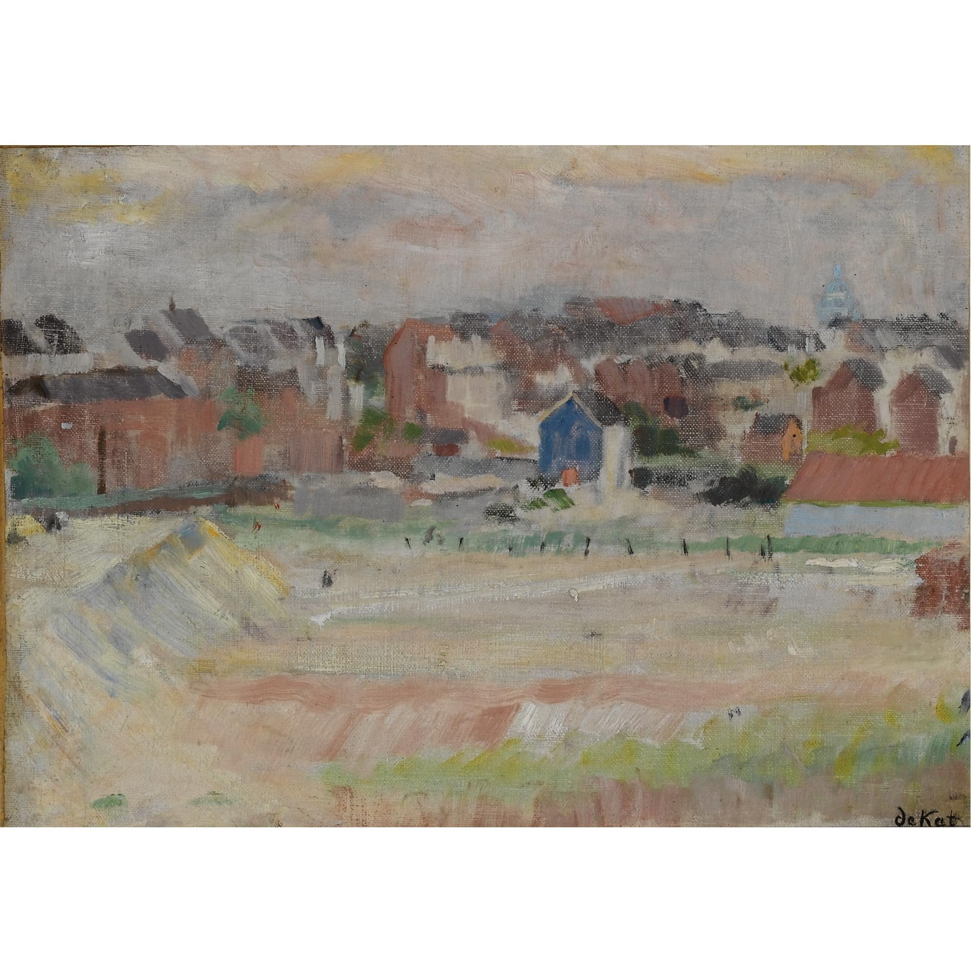 Anne-Pierre de Kat - Belgzicht Op Brussel Met De Koepel Van Het Justitie Paleis In De Verte