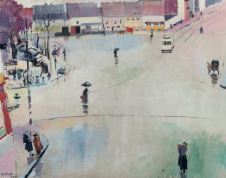 Anne Pierre de Kat - Place sous la pluie: Place Sainte-Croix, Brussels