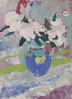 Anne Redpath, R.S.A., A.R.A., A.R.W.S. - Flowers In A Blue Jug