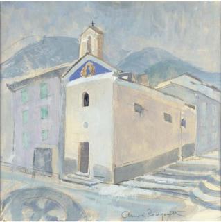 Anne Redpath, R.S.A., A.R.A., A.R.W.S. - The Church At Sospel, Alpes-Maritime