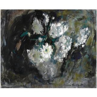Anne Redpath, R.S.A., A.R.A. - White Flowers On A Dark Ground