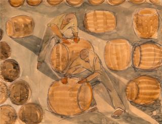 Anne Yeats - Coopers, Guinness Brewery 31.5 x 40.5 cm. (12 3/8 x 16 in.)