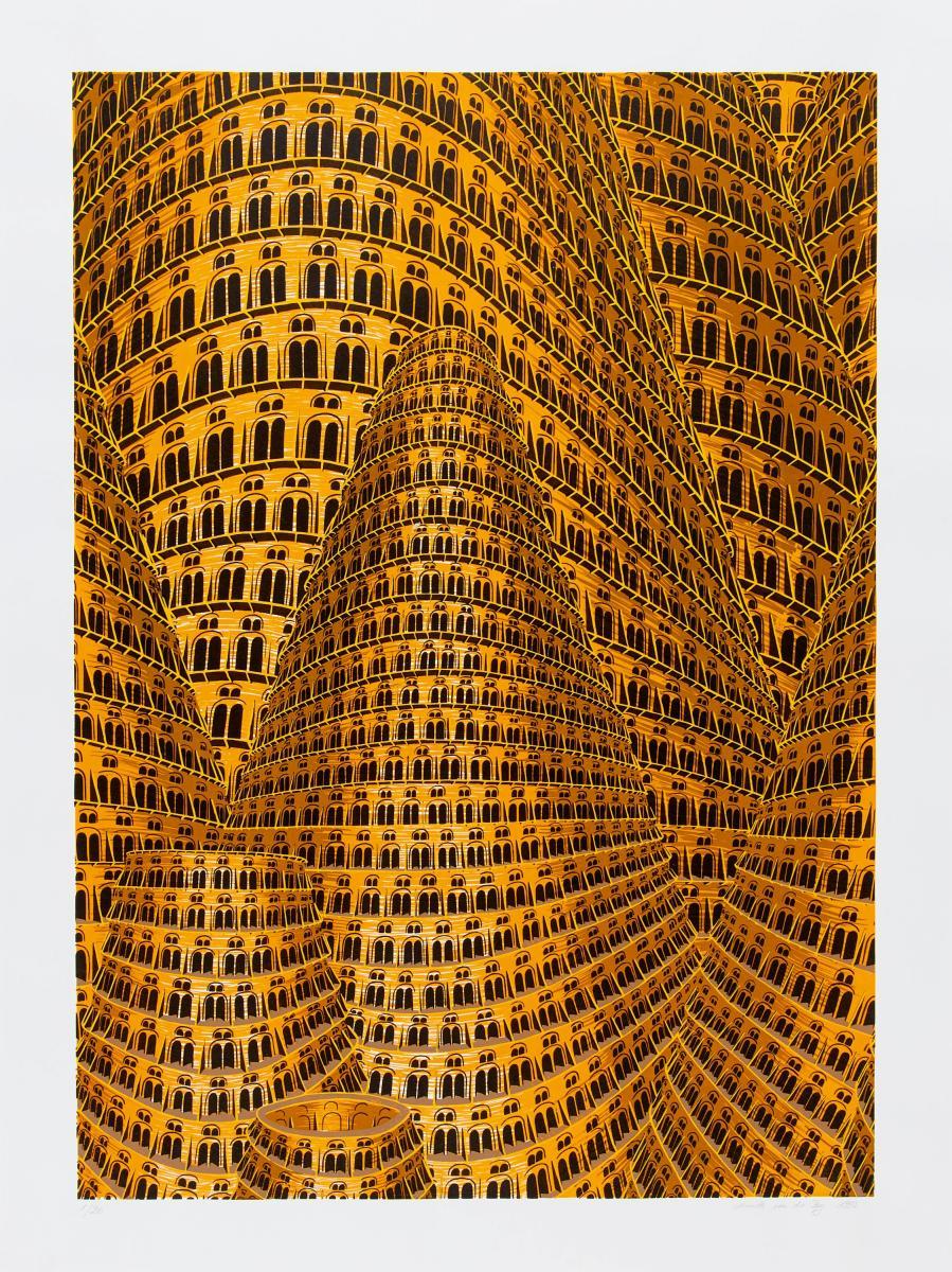 Annette von der Bey - Turmbau zu Babel II und III (2 Blätter aus einer Serie von 3 Arbeiten)