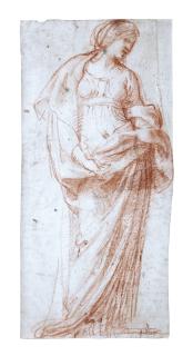 Annibale Carracci - A woman, her hands clasped, looking down to the right