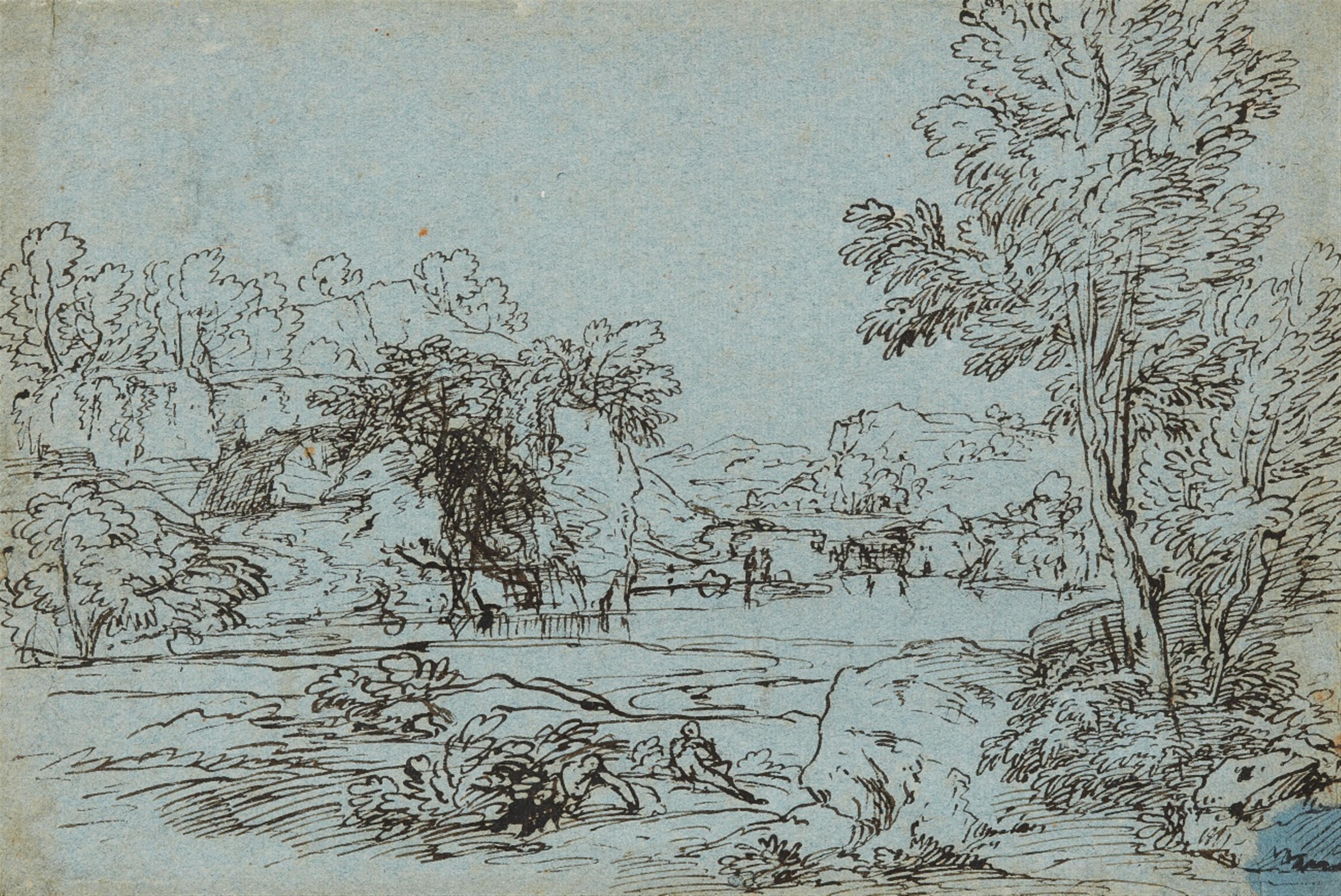 Annibale Carracci - Landschaft an einem Gewässer