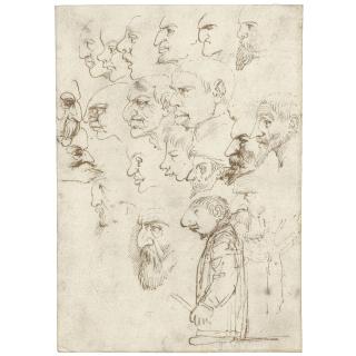 Annibale Carracci - Sheet Of Studies Of \'Caricatures Of Famous Artists Of His Time\'