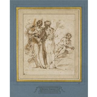 Annibale Carracci - Two Standing Women And A Reclining Male Nude