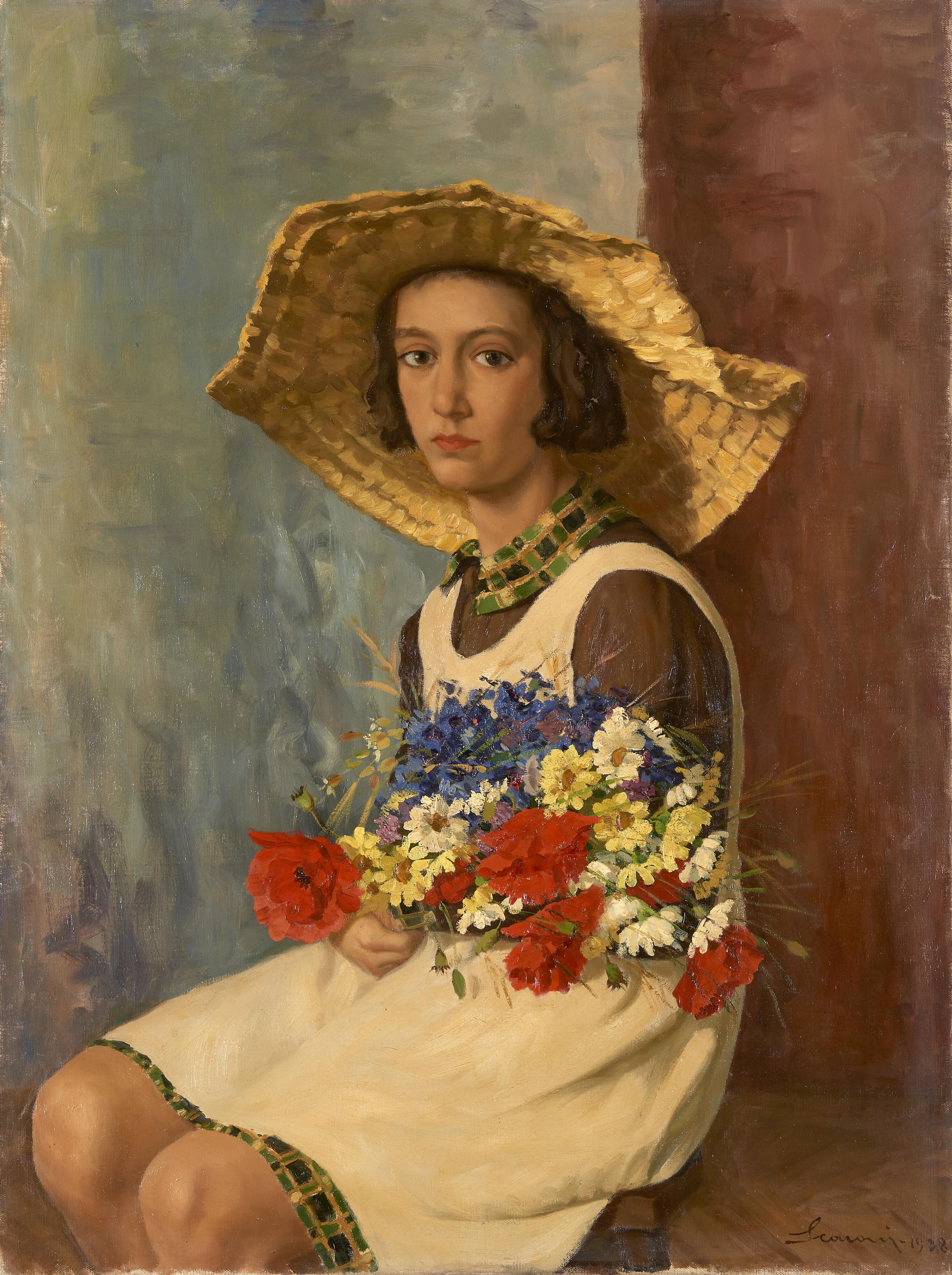 Annibale Scaroni - Liliana con fiori di campo